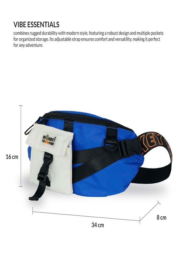MONKEY TROOPERS Vibe Waist Bag, Crossbody, Fanny Pack, Chest Bag for Men Women Girls Boys, Lightweight, 4L Capacity, Travel, Hikking, Casual, Dailyuse, Water Resistant (Blue/White) - Image 3
